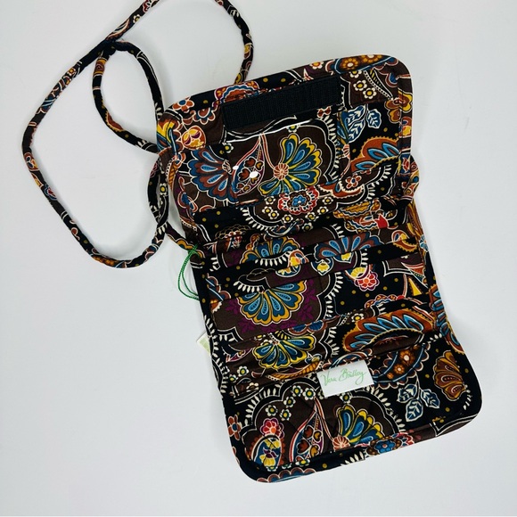 Vera Bradley Crossbody Wallet With Strap In Kensington Brown Paisley NEW - Picture 3 of 3
